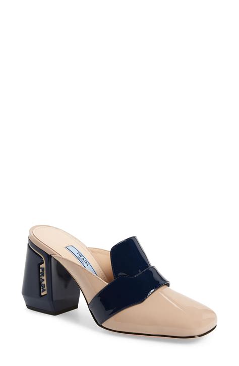 prada block heel mule|prada mules for women.